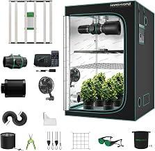 Mars Hydro 4x4 Smart Grow Tent Kit Complete System with WiFi-Integrated Controller 43,480W FC-E4800 Dimmable Light 2646Pcs LED,48"x48"x80" 1