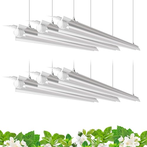 Barrina Plant Grow Lights, 4FT 5000K Full Spectrum Daylight White, 252W(6 x 42W, 1400W Equivalent), T8 LED Grow Light Strips, Growing Lamp F